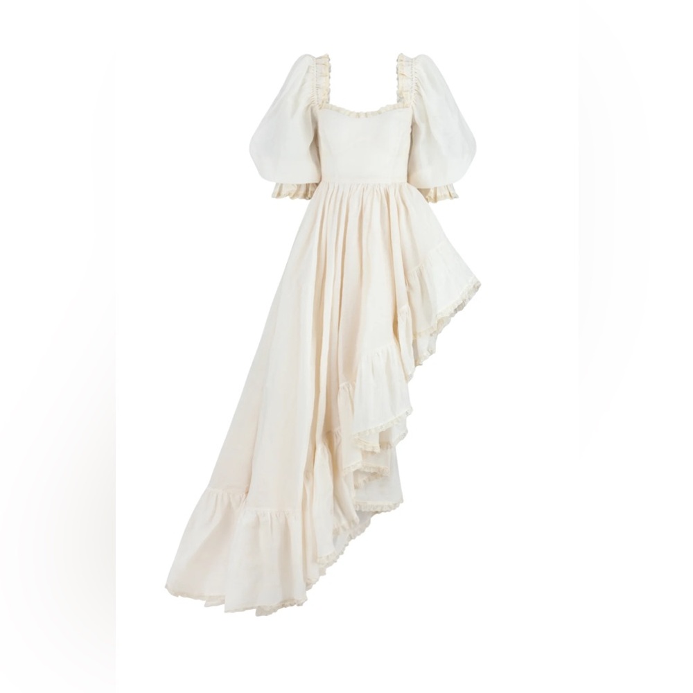 Selkie XL Tree Hugger Cream Silk Organdy Asymmetrical Dress